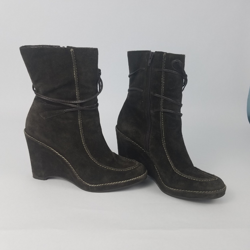 Franco Sarto Ema Womens Wedge Faux Suede Boot - Picture 3 of 8